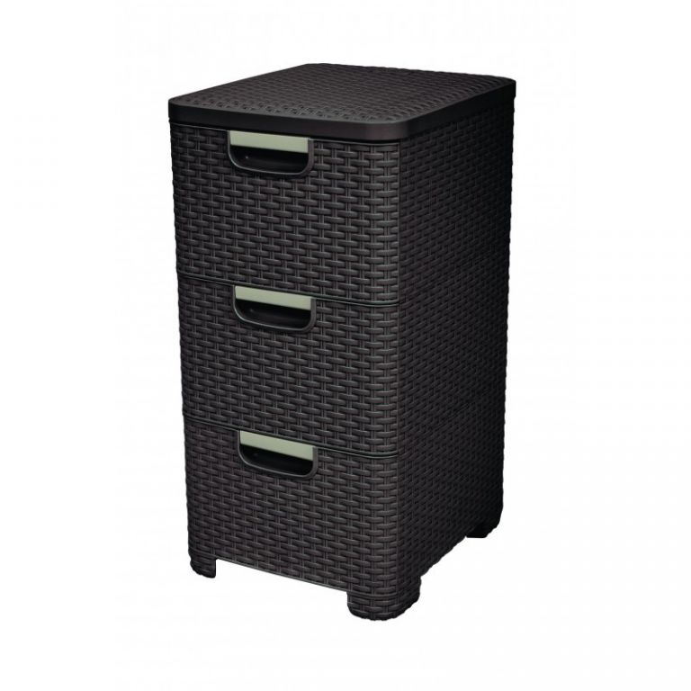 CURVER RATTAN STYLE 32302 Polyratanová skříňka - 3x14l - hnědá CURVER