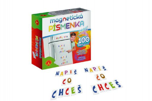 Magnetická písmenka na lednici 100 dílků v krabici Teddies