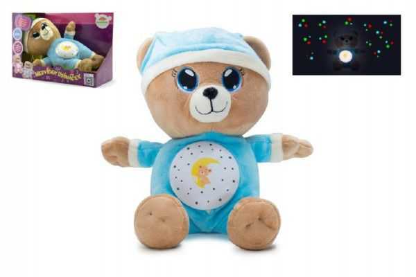 Teddies Medvídek Usínáček modrý 32cm na baterie se světlem a zvukem Teddies