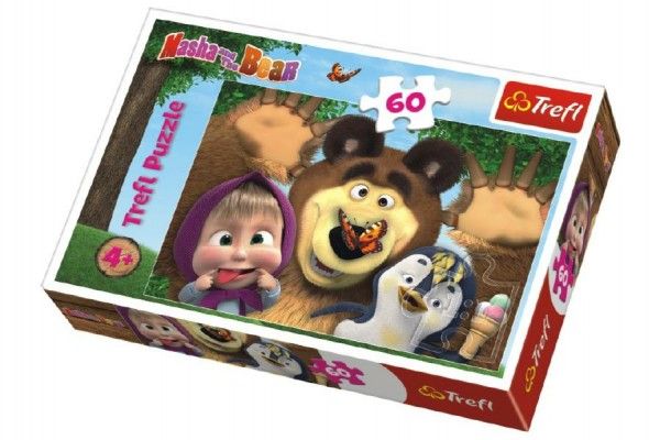 Puzzle Máša a Medvěd 60 dílků 33x22cm v krabici 21x14x4cm Teddies