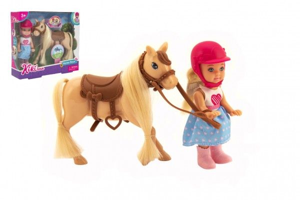 Panenka žokejka Kiki Anlily kloubová 12cm plast s koněm v krabičce 18x16x5cm Teddies