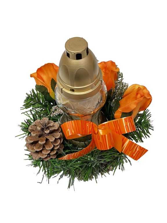 Věnec se svíčkou na dušičky - oranžová Tuin