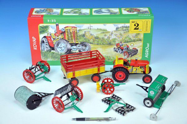 Traktor s náčiním Agroset 1:25 Teddies