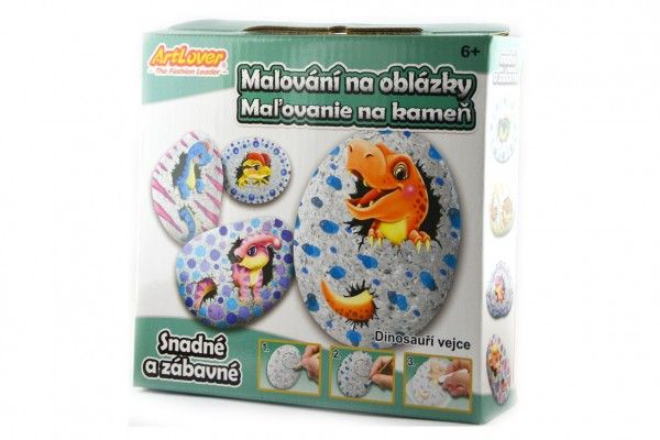 Malování na oblázky/kameny Dinosauří vejce kreativní sada v krabičce 15x14