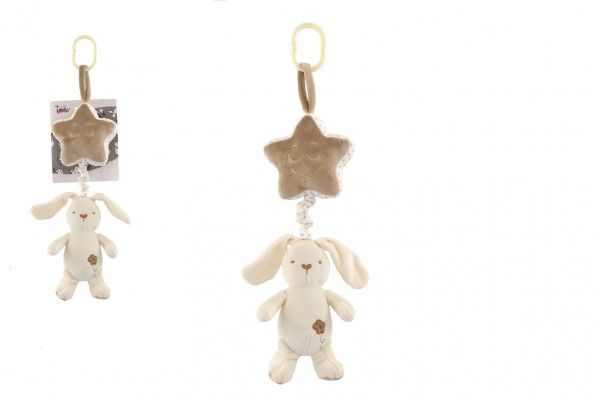 Zajíc s hvězdou plyš závěs na postýlku/kočárek natahovací hrací strojek 36cm na kartě v sáčku 0+ Teddies
