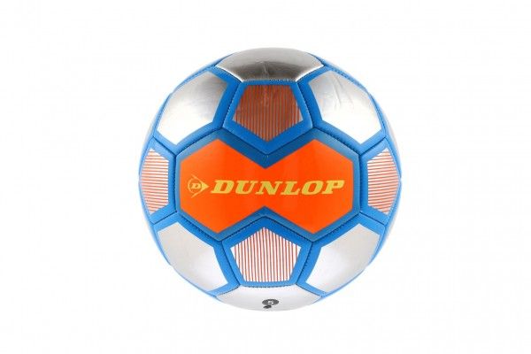 Míč fotbalový Dunlop nafouknutý šitý 22cm vel. 5 stříbrný Teddies