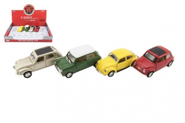 Auto retro 11cm kov/plast na baterie se světlem Teddies