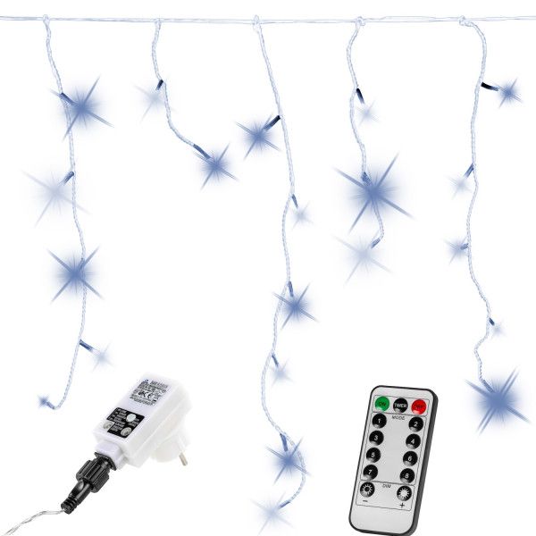 VOLTRONIC® 59792 Vánoční světelný déšť 200 LED studená bílá - 5 m + ovladač VOLTRONIC®