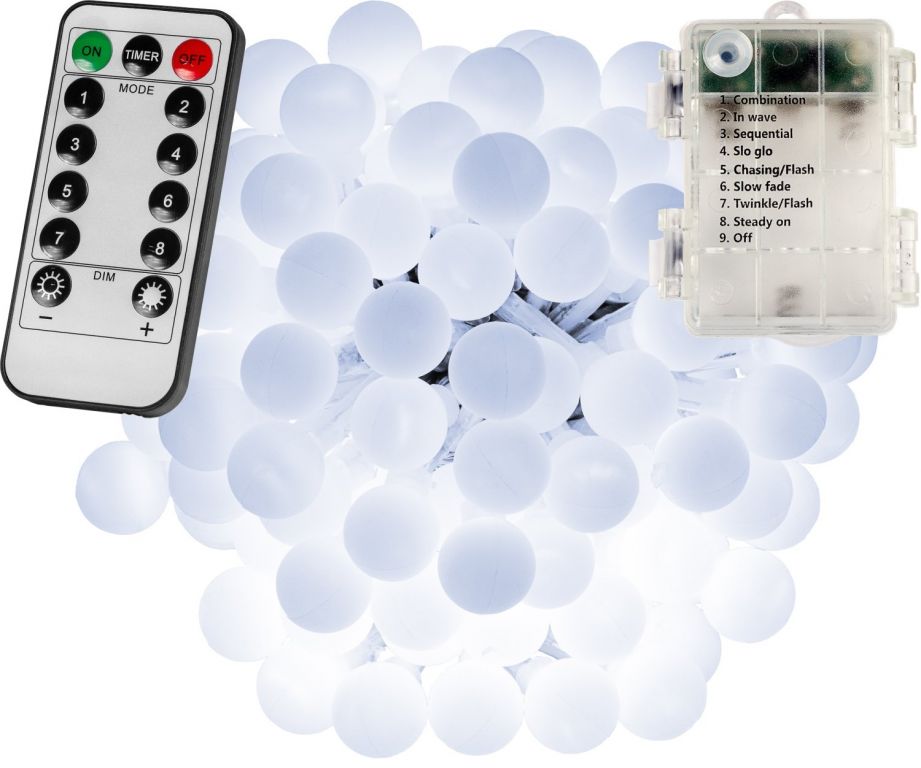 VOLTRONIC® Párty LED osvětlení 10 m - studená bílá 100 diod - BATERIE VOLTRONIC®