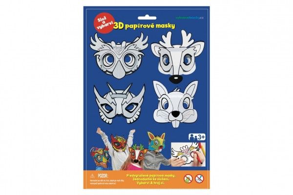 Maska škraboška 3D papírová 4 ks karneval v sáčku Teddies