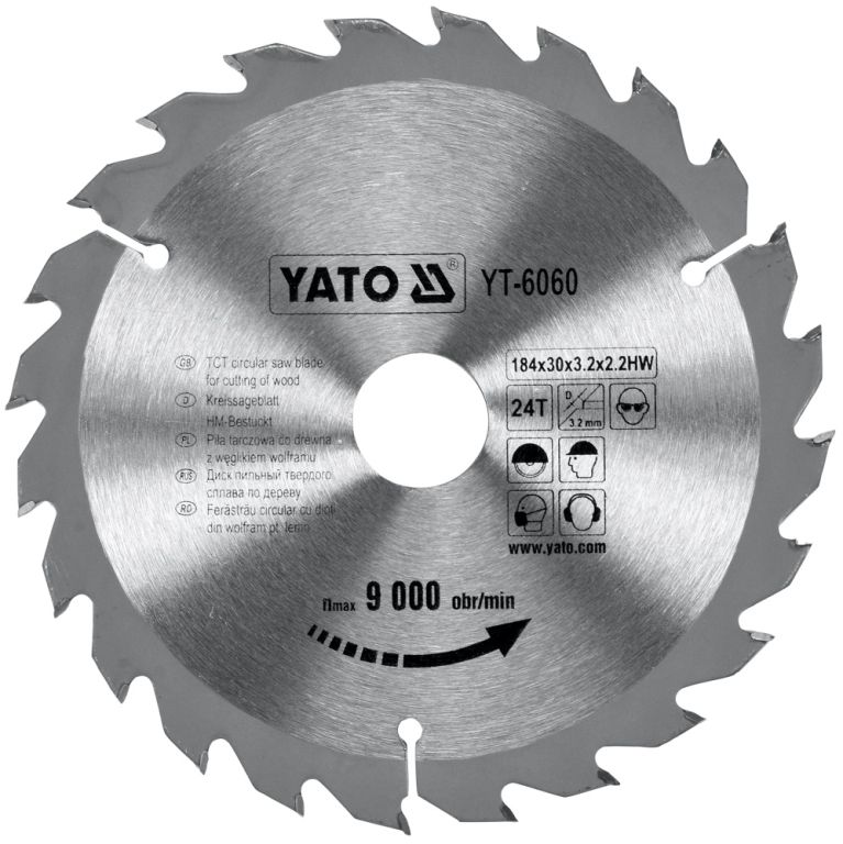 Kotouč na dřevo 184 x 30 mm 24z Yato