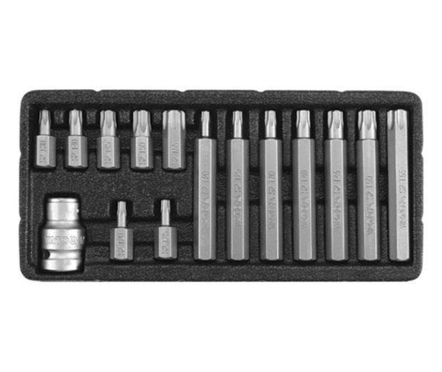 Sada bitů 15 ks TORX s otvorem box Yato