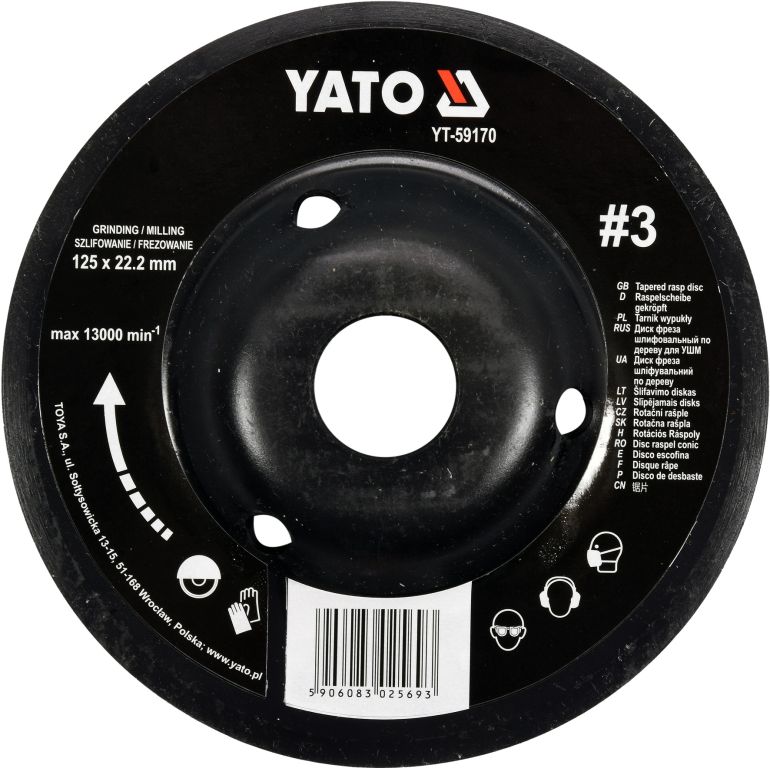 Rotační rašple úhlová jemná 125 mm typ 3 Yato