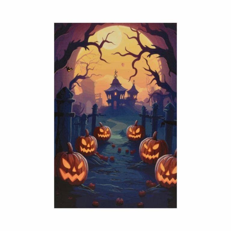 Nástěnná malba Halloween strašidelný dům 9 LED