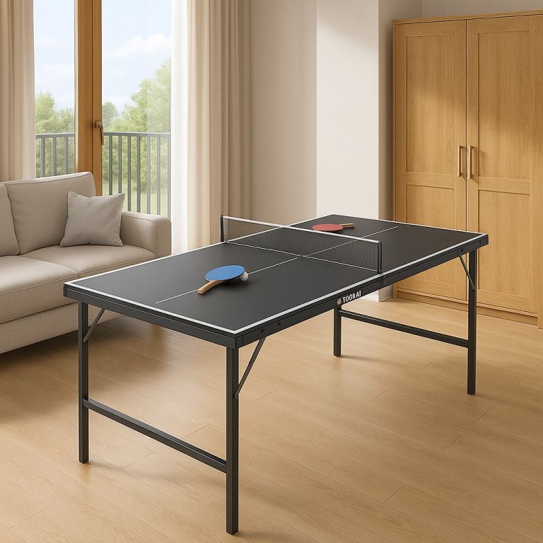 Mini pingpongový stůl skládací 152×71 cm s pálkami a míčky Juskys