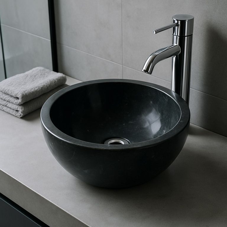 Indera Gemma 501 Ø45 cm Black Kamenné umyvadlo leštěný mramor 55400 INDERA