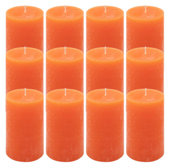 Oranžová parafínová svíčka rustikální 11
