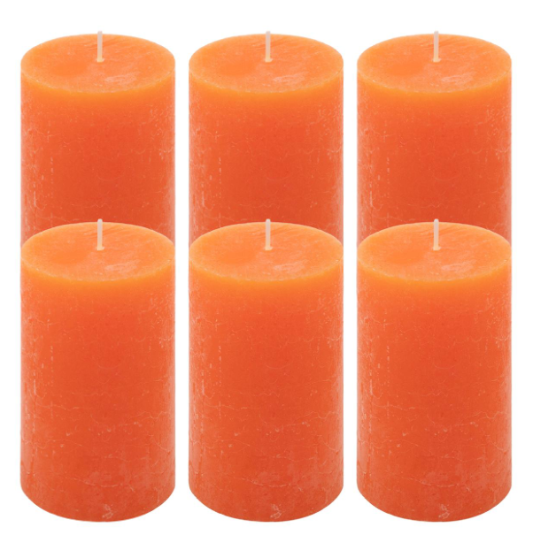 Oranžová parafínová svíčka rustikální 11