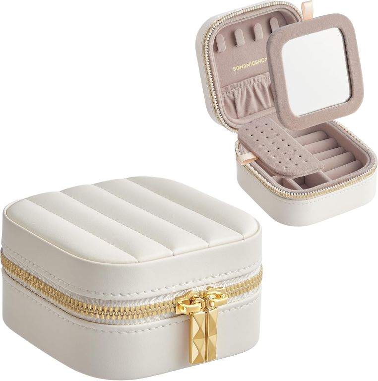 Malá cestovní šperkovnice se zrcátkem a přihrádkami