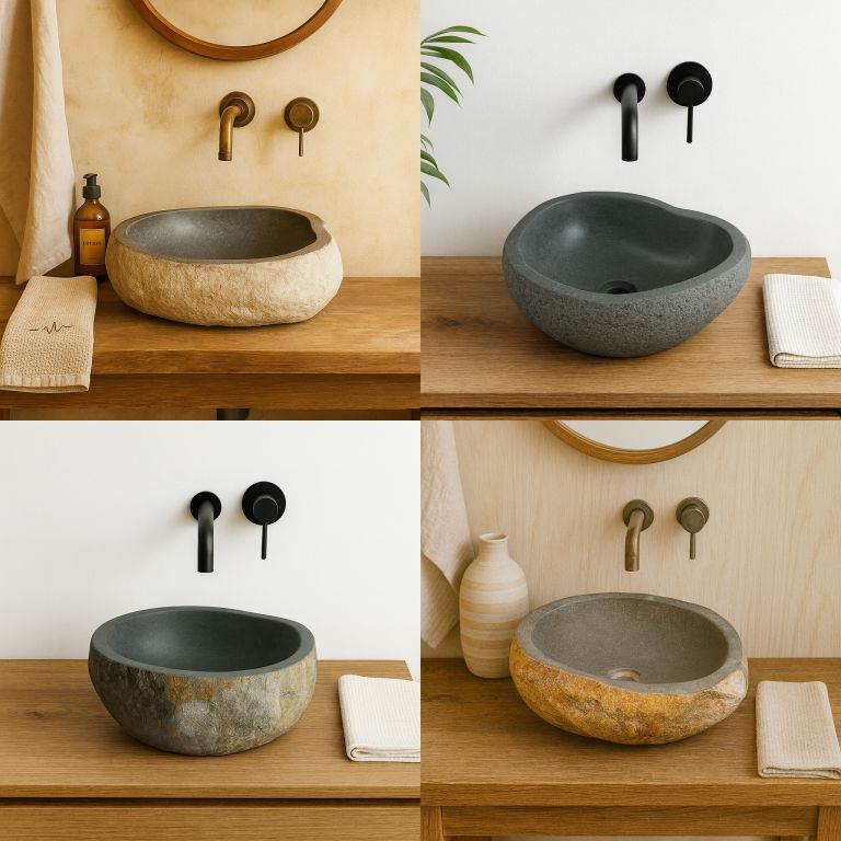 Umyvadlo z říčního kamene Ø 30–35 cm