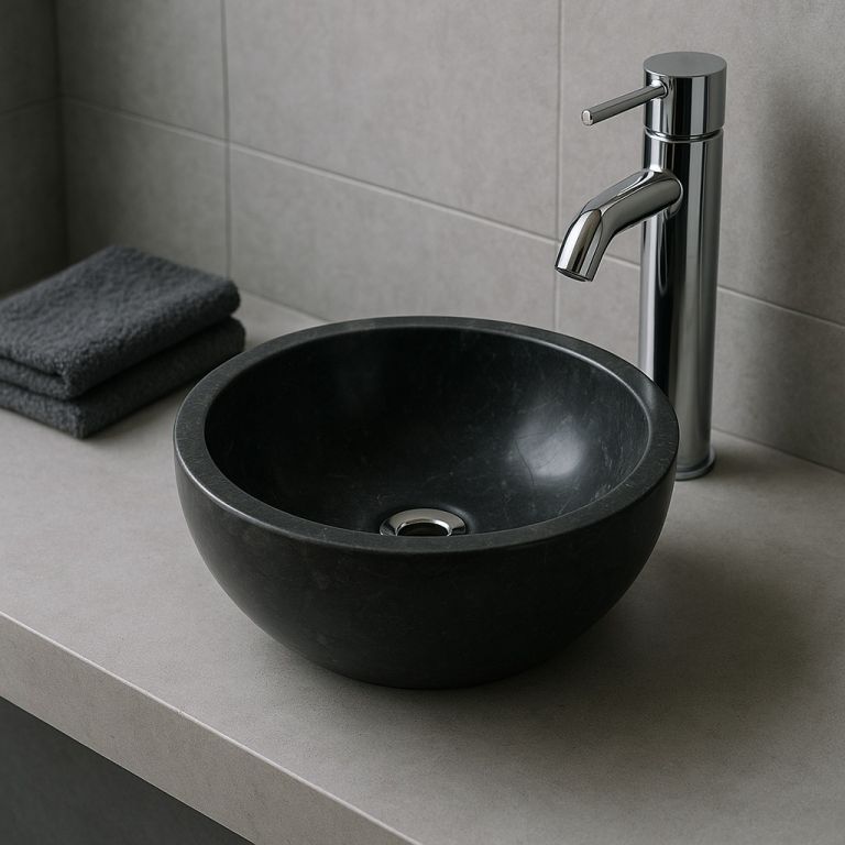 Indera Gemma 501 Ø40 cm Black Kamenné umyvadlo leštěný mramor 55396 INDERA