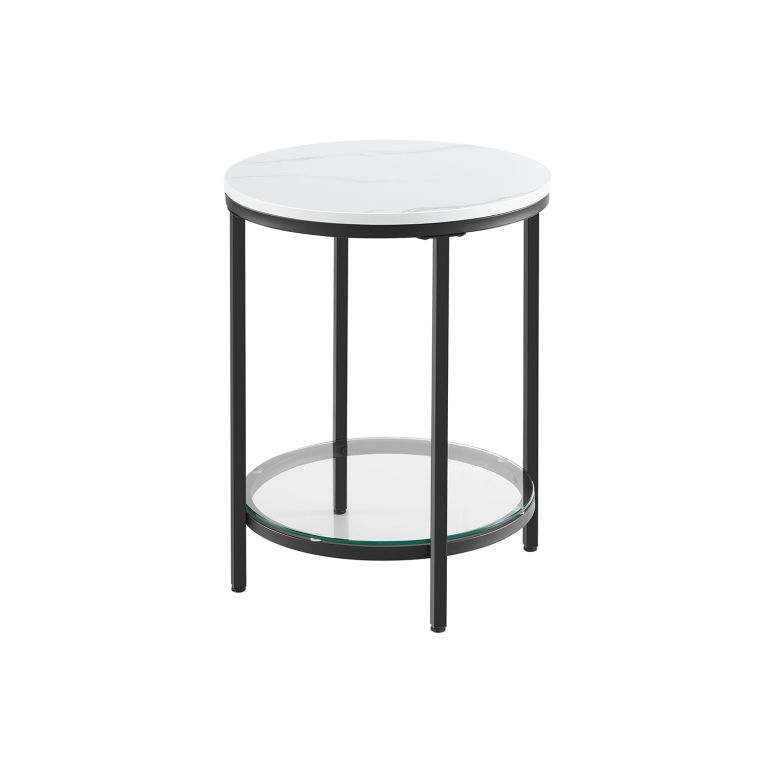 Moderní kulatý stolek s mramorovou deskou a sklem 45x55 cm Vasagle