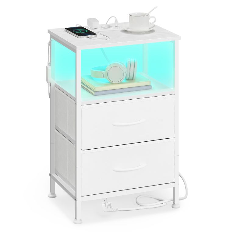 Bílý noční stolek s LED