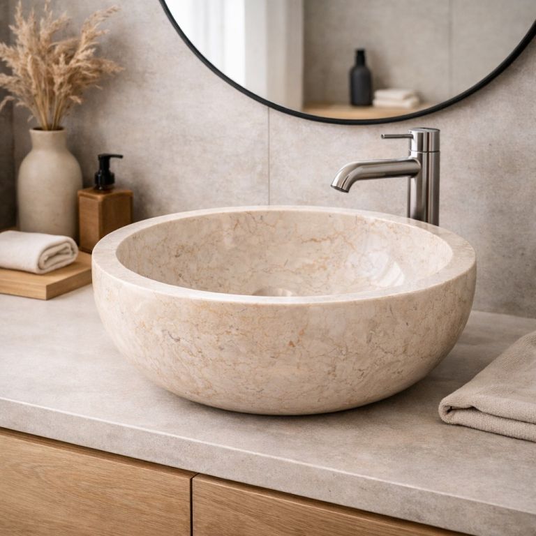 Indera Gemma 501 Ø50 cm Cream Kamenné umyvadlo leštěný mramor 57011 INDERA