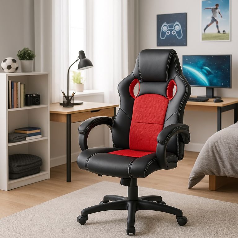 Ergonomická herní židle černo-červená s područkami