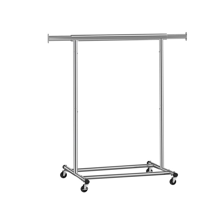 Stříbrný šatní stojan na kolečkách