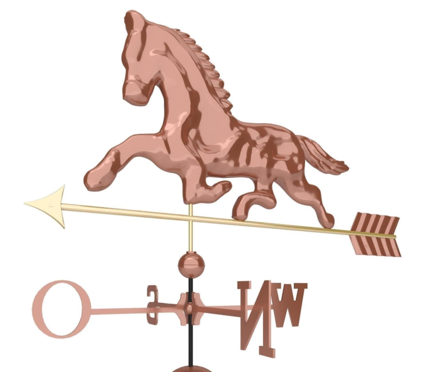 Dekorativní měděná korouhvička kůň