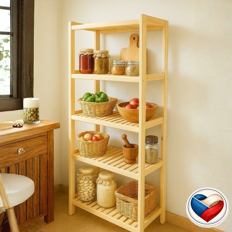 Dřevěný regál z borovice 5 polic 173×80×33 cm – česká výroba