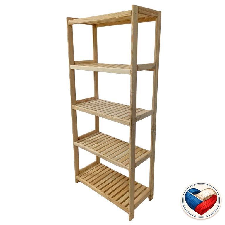 Regál dřevěný 5 polic 173×70×33 cm