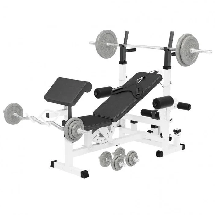 Gorilla Sports Posilovací lavice + litinový set činek