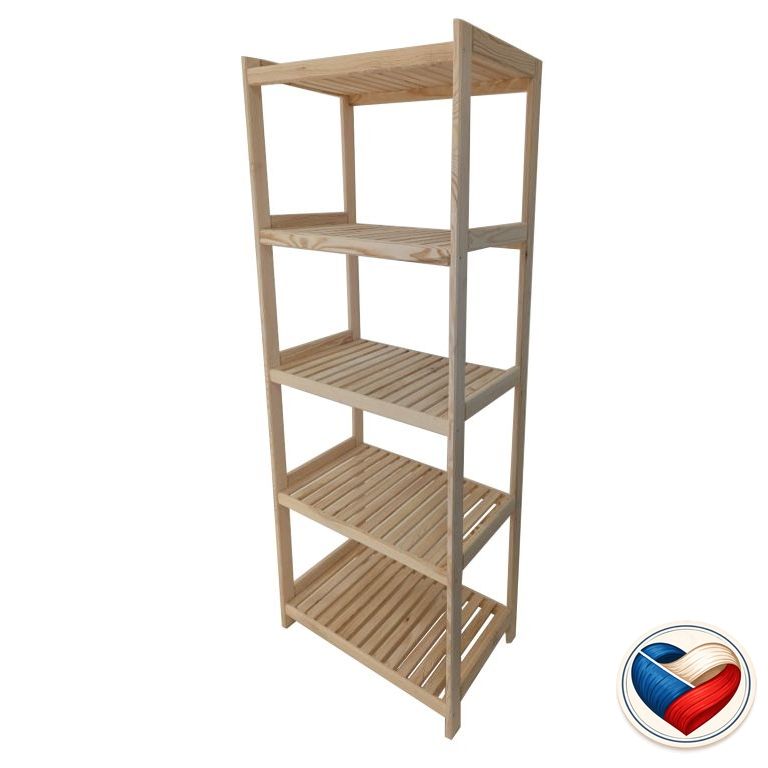 Regál dřevěný 5 polic 173×80×43 cm