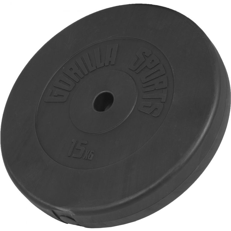 Gorilla Sports Zátěžový kotouč 15 kg plast/cement Gorilla Sports