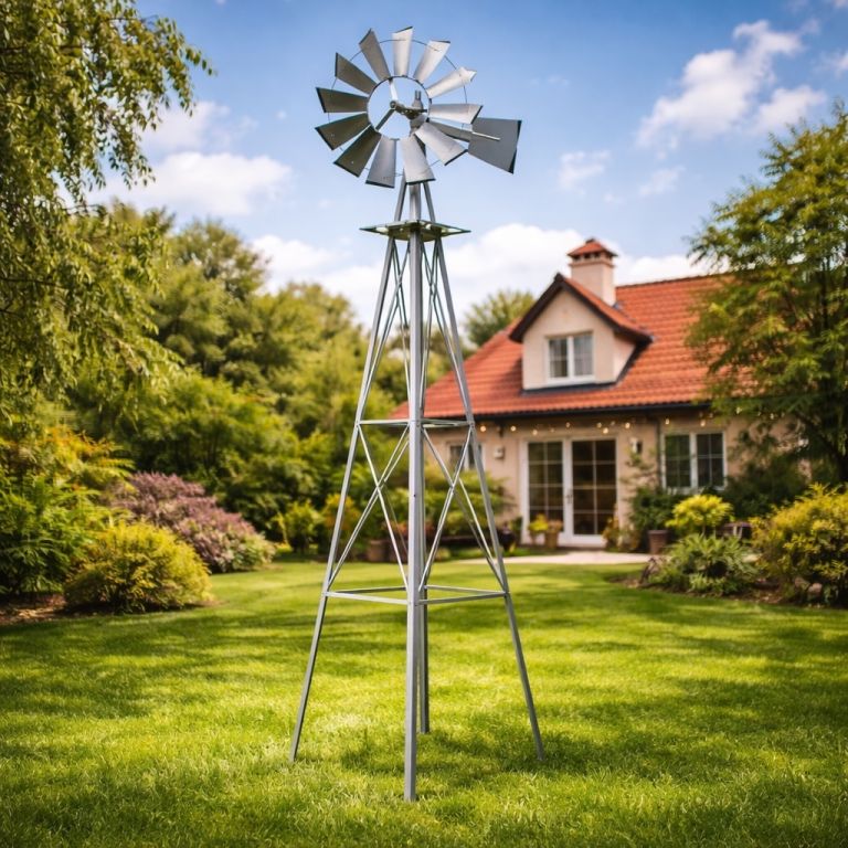 Zahradní větrník 245 cm stříbrno-šedý Stilista