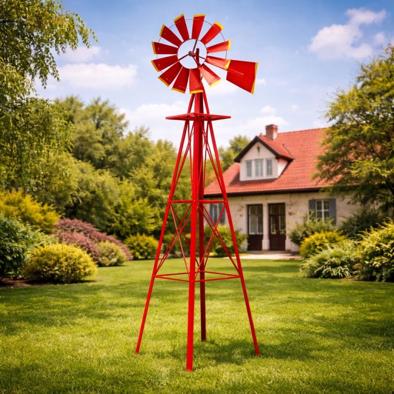 Zahradní větrník 245 cm červený Stilista