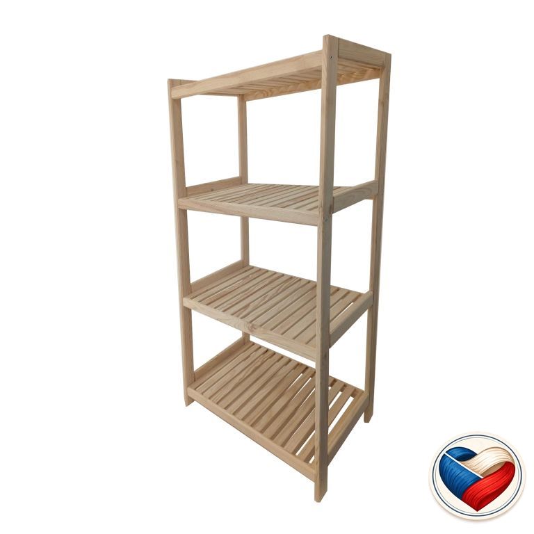 Regál dřevěný 4 police 133×80×43 cm