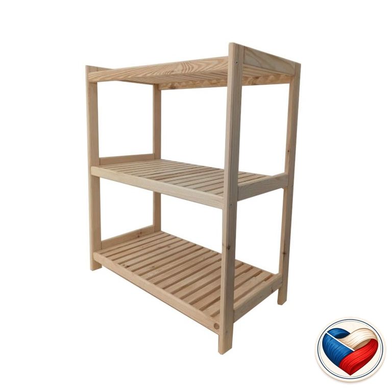 Regál dřevěný 3 police 93×70×43 cm