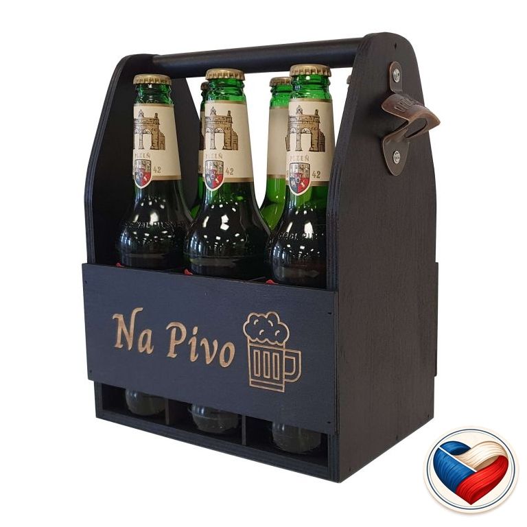 Nosič na pivo dřevěný s otvírákem 23