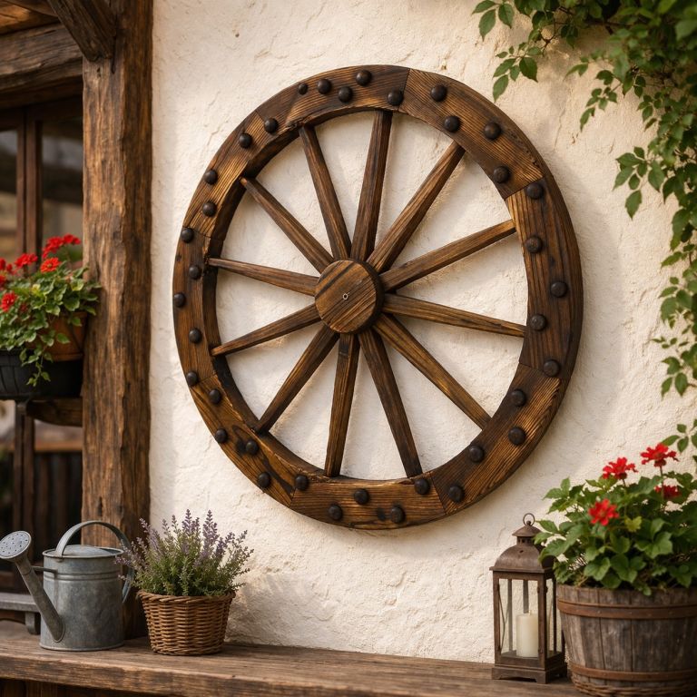 Dřevěné kolo dekorace 90 cm Garthen
