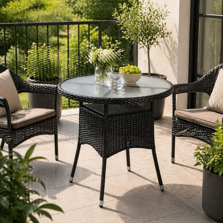 Zahradní stolek z polyratanu 80 x 80 x 75 cm černý Stilista