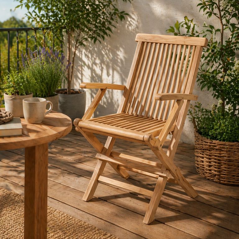 Zahradní skládací židle teak s područkami Divero