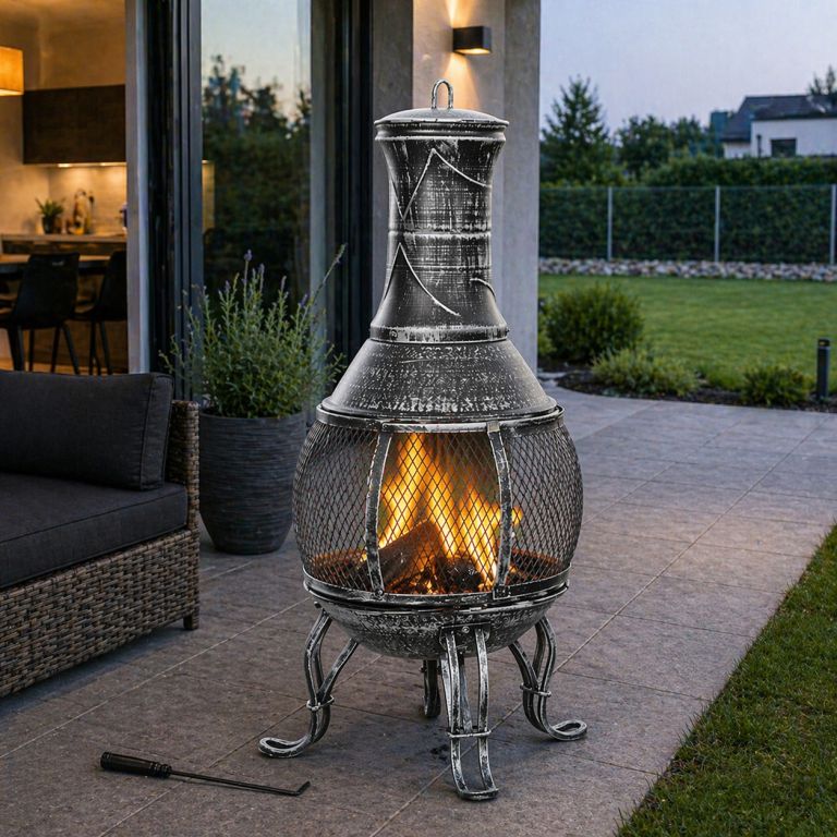 Zahradní krb 89 cm šedý Stilista