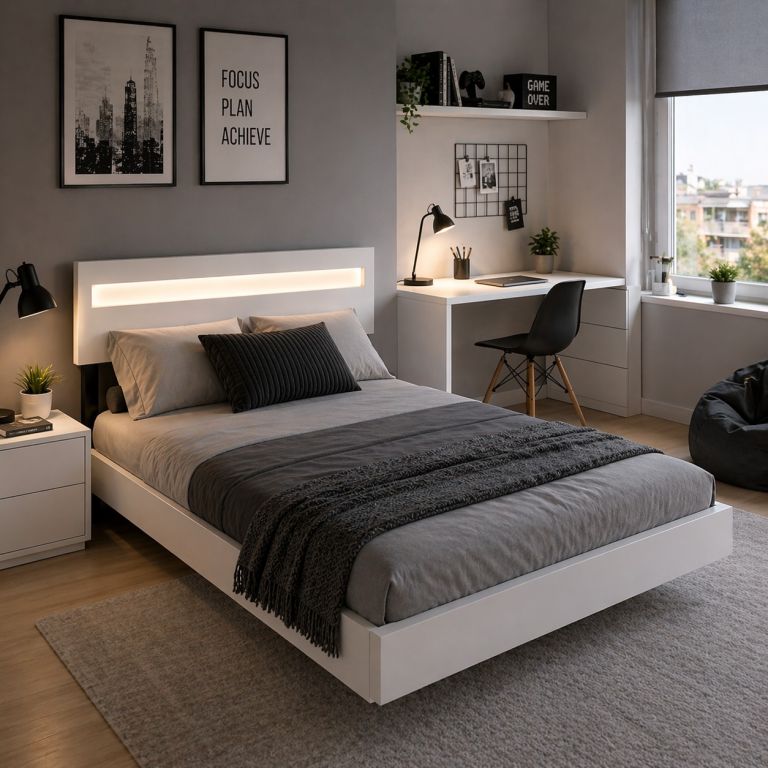 Postel 140 x 200 cm s LED osvětlením