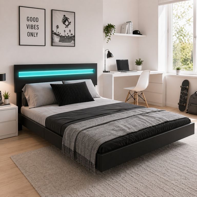 Postel 140 x 200 cm s LED osvětlením