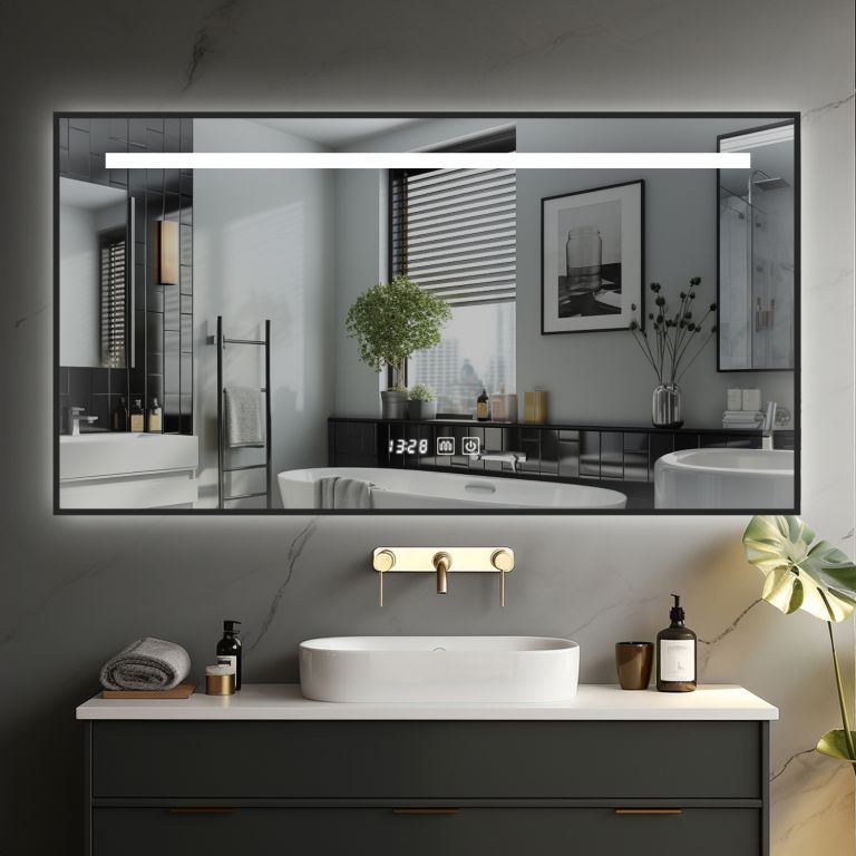 LED zrcadlo 80 × 60 cm hliníkový rám